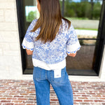 THML - Blue & Ivory Crochet Blouse-200 Fashion Blouses-THML-July & June Women's Fashion Boutique Located in San Antonio, Texas