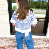 THML - Blue & Ivory Crochet Blouse-200 Fashion Blouses-THML-July & June Women's Fashion Boutique Located in San Antonio, Texas