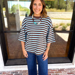 The Coffee Run Tee - Blue Mocha-210 Casual Blouses-ENTRO-July & June Women's Fashion Boutique Located in San Antonio, Texas