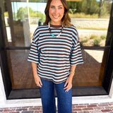The Coffee Run Tee - Blue Mocha-210 Casual Blouses-ENTRO-July & June Women's Fashion Boutique Located in San Antonio, Texas