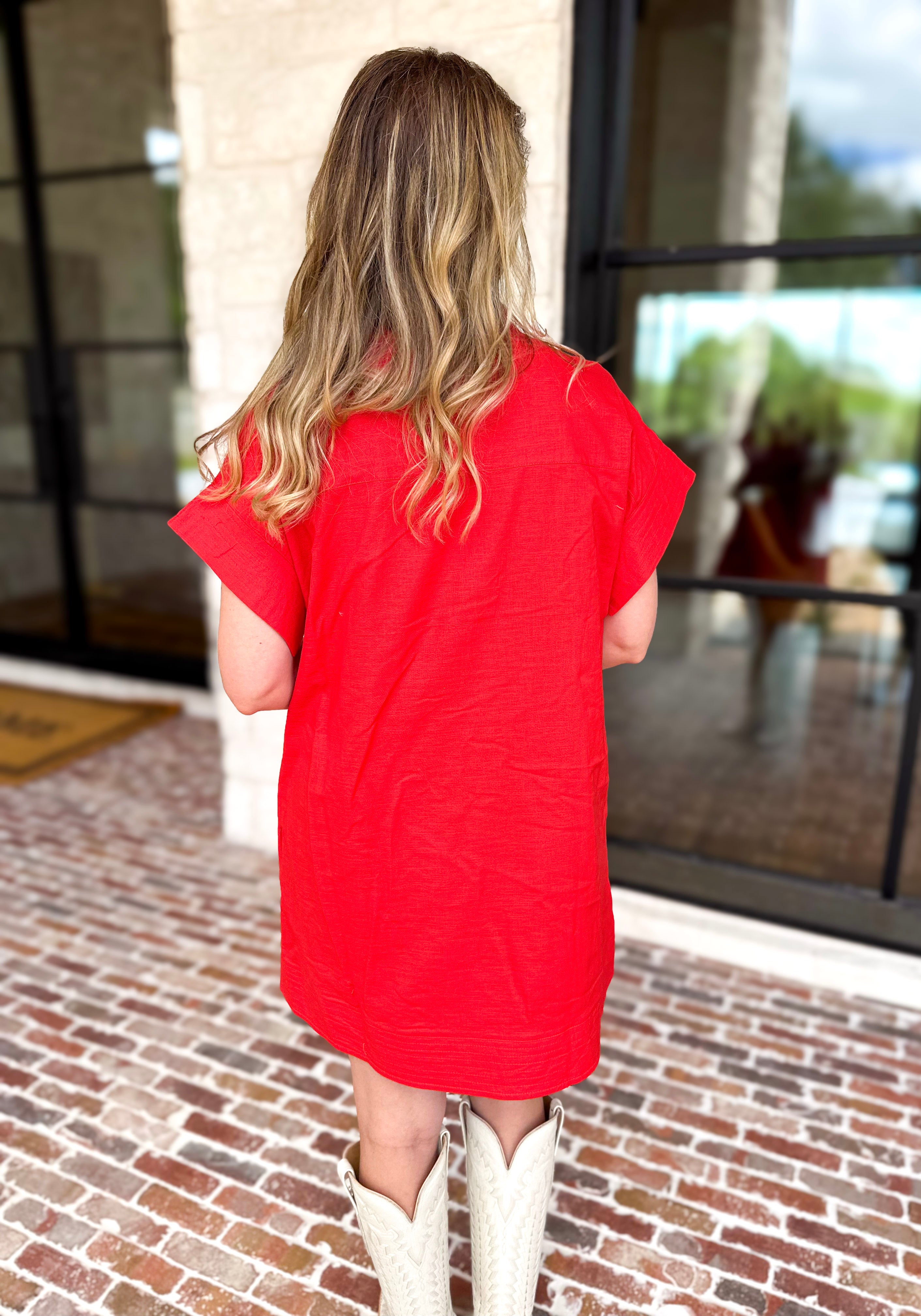The Everyday Red Mini Dress-510 Mini-ENTRO-July & June Women's Fashion Boutique Located in San Antonio, Texas