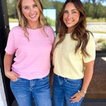 Textured Everyday Knit Top - Ballet Pink-230 Sweaters/Cardis-ALLIE ROSE-July & June Women's Fashion Boutique Located in San Antonio, Texas