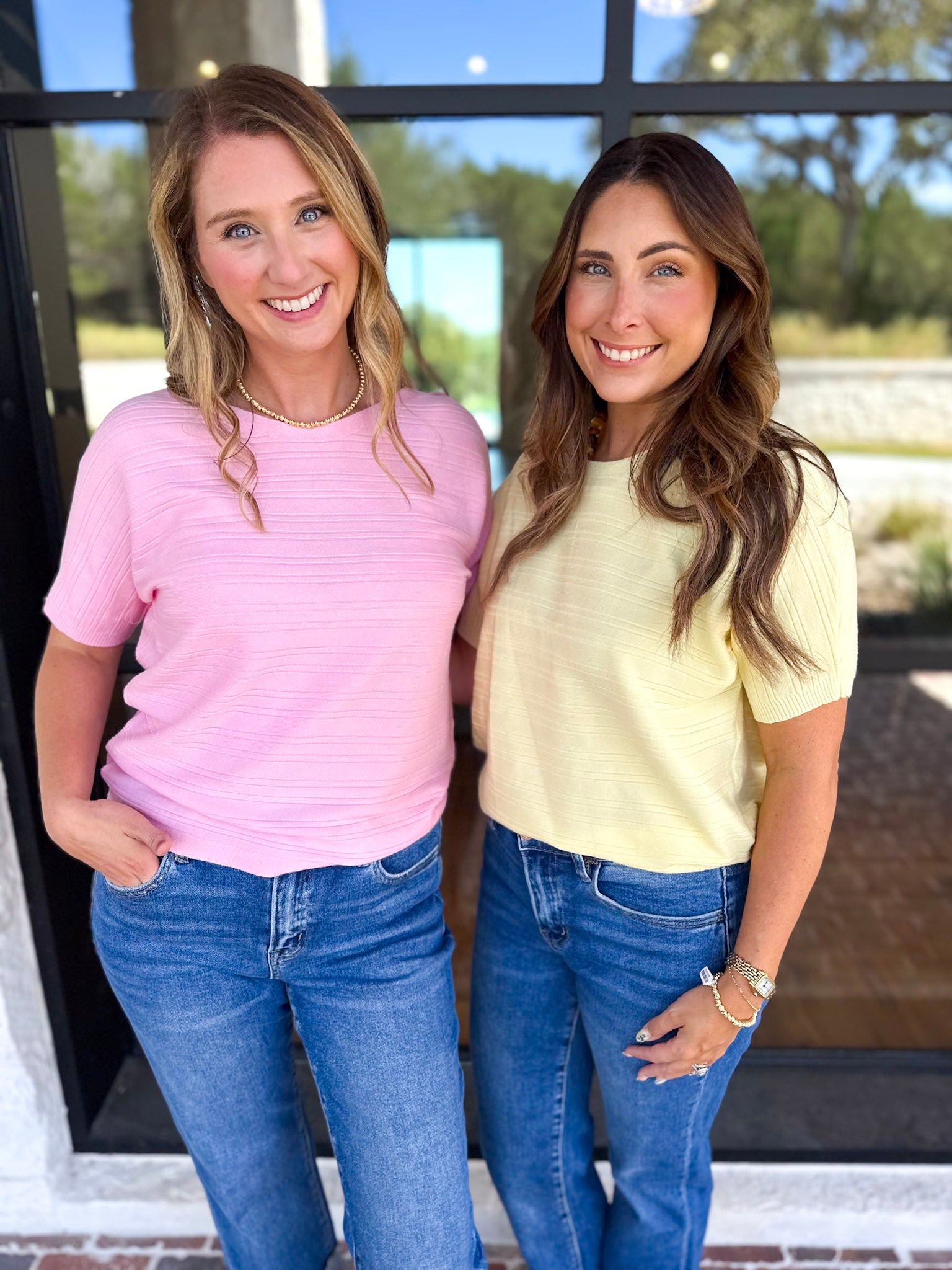Textured Everyday Knit Top - Ballet Pink-230 Sweaters/Cardis-ALLIE ROSE-July & June Women's Fashion Boutique Located in San Antonio, Texas