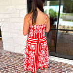 Red Sunburst Midi Dress-500 Midi-FATE-July & June Women's Fashion Boutique Located in San Antonio, Texas