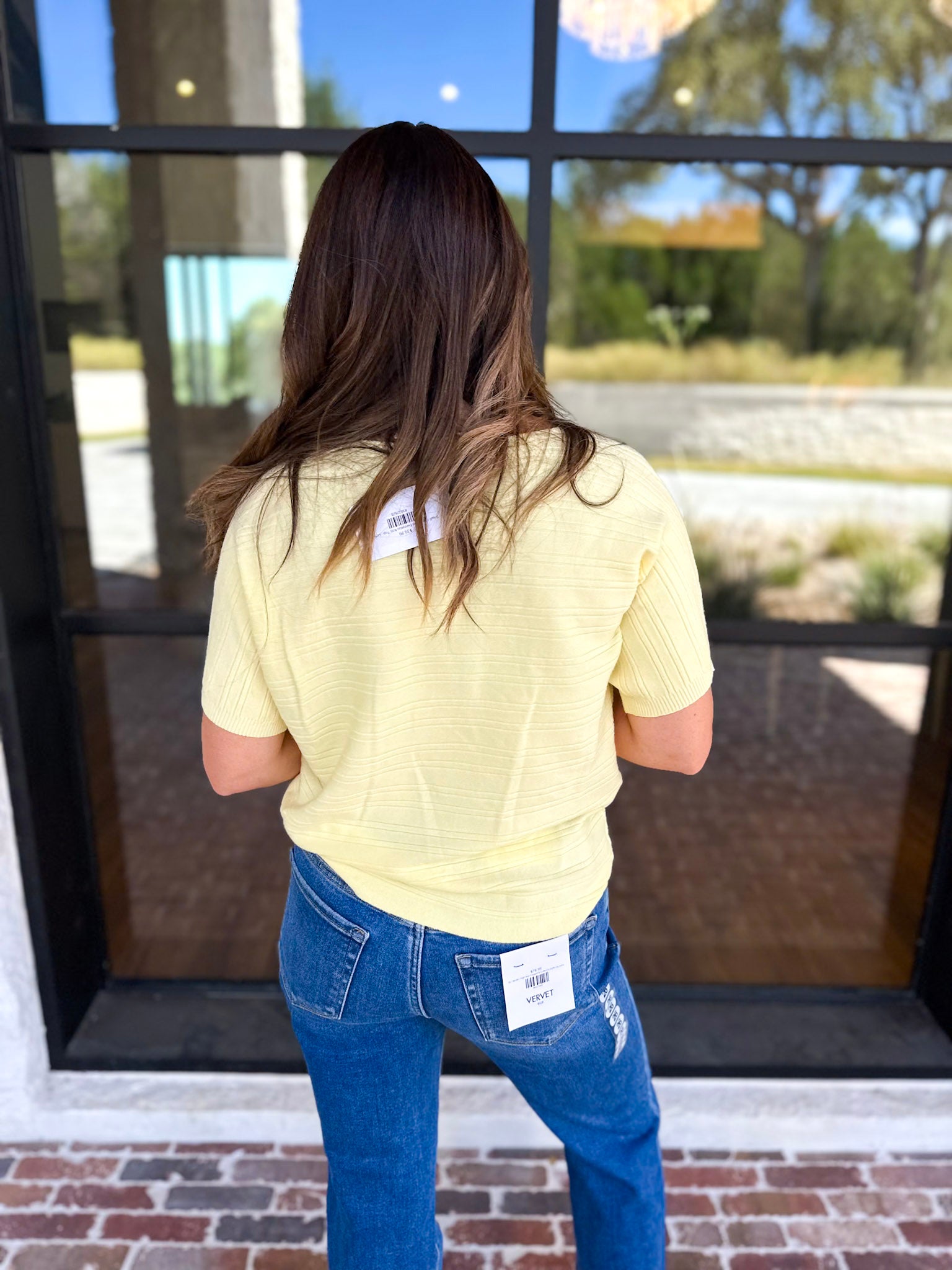 Textured Everyday Knit Top - Lemon-230 Sweaters/Cardis-ALLIE ROSE-July & June Women's Fashion Boutique Located in San Antonio, Texas