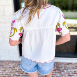 THML - Scalloped Sweetheart Blouse - Ivory-200 Fashion Blouses-THML-July & June Women's Fashion Boutique Located in San Antonio, Texas