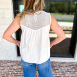 Sheer Details Tank - White-200 Fashion Blouses-FATE-July & June Women's Fashion Boutique Located in San Antonio, Texas