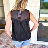 Sheer Details Tank - Black-200 Fashion Blouses-FATE-July & June Women's Fashion Boutique Located in San Antonio, Texas