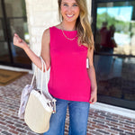 Liverpool - Hot Pink Boatneck Knit Top-200 Fashion Blouses-LIVERPOOL JEANS COMPANY-July & June Women's Fashion Boutique Located in San Antonio, Texas