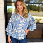 Salty Air Bubble Sleeve Blouse-200 Fashion Blouses-FATE-July & June Women's Fashion Boutique Located in San Antonio, Texas