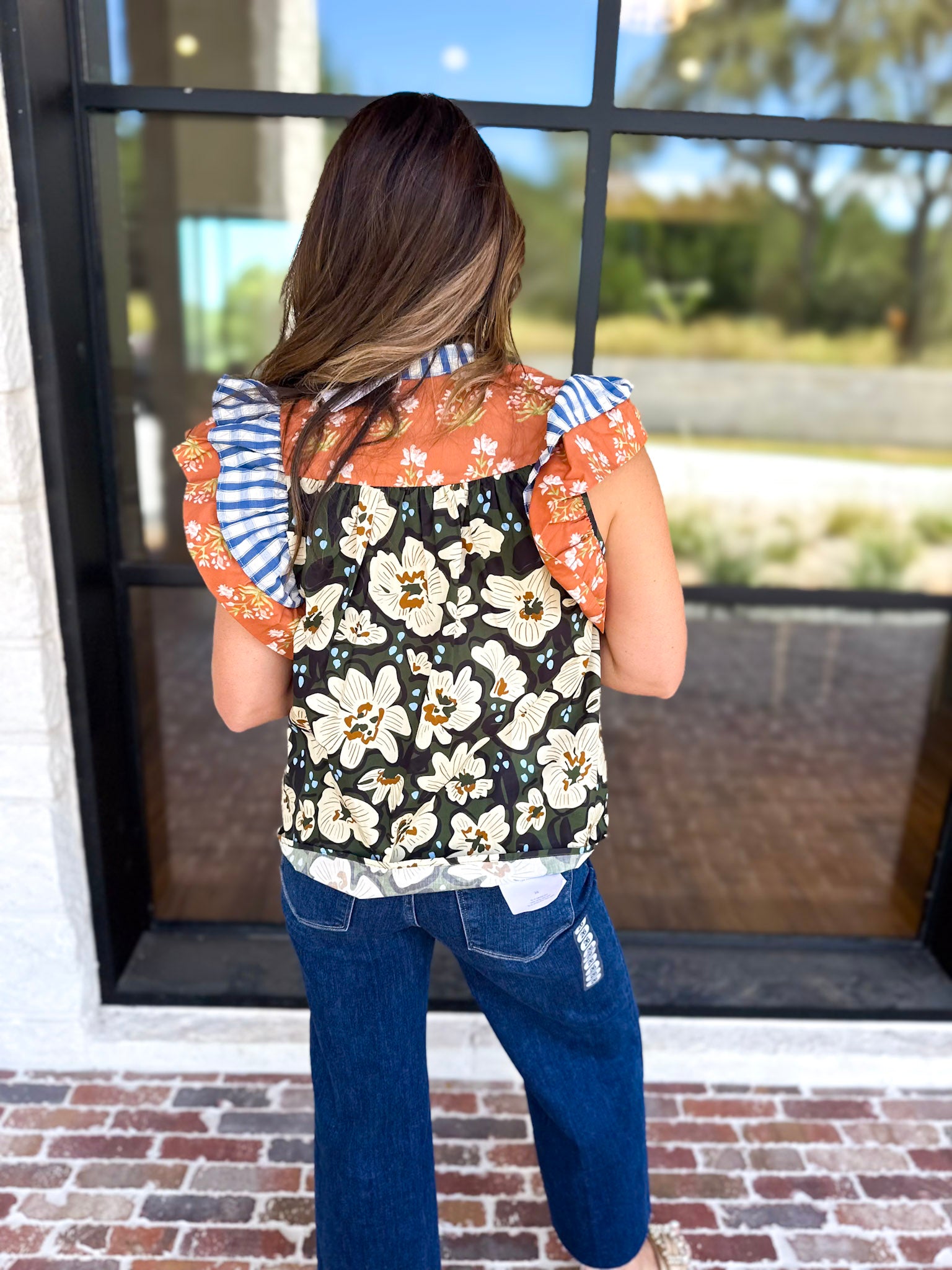 THML - Harvest Florals Ruffle Sleeve Blouse-200 Fashion Blouses-THML-July & June Women's Fashion Boutique Located in San Antonio, Texas