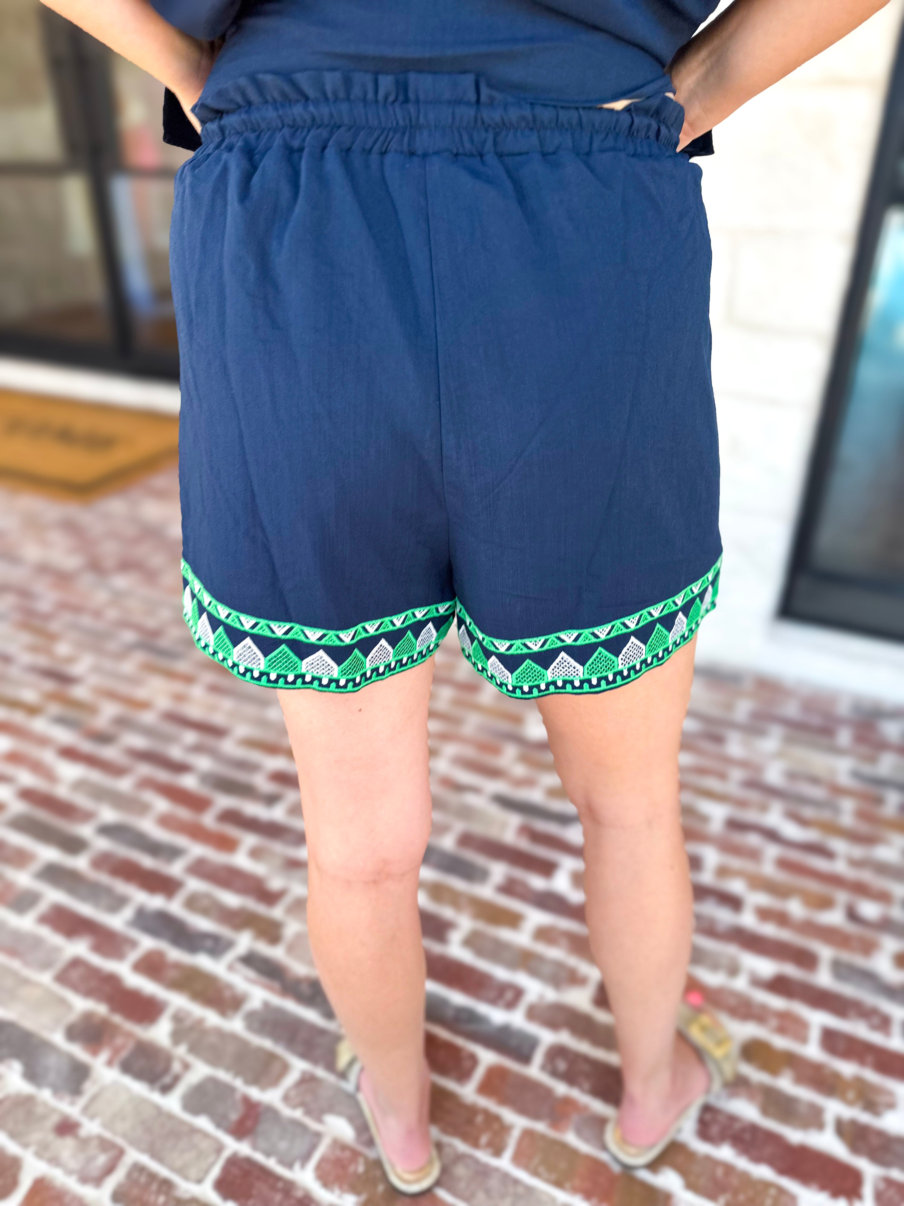 The Cabo Shorts Set - Navy/Green-510 Mini-ENTRO-July & June Women's Fashion Boutique Located in San Antonio, Texas