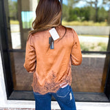 Current Air - Feminine Lace Details Blouse - Mocha-200 Fashion Blouses-CURRENT AIR CLOTHING-July & June Women's Fashion Boutique Located in San Antonio, Texas