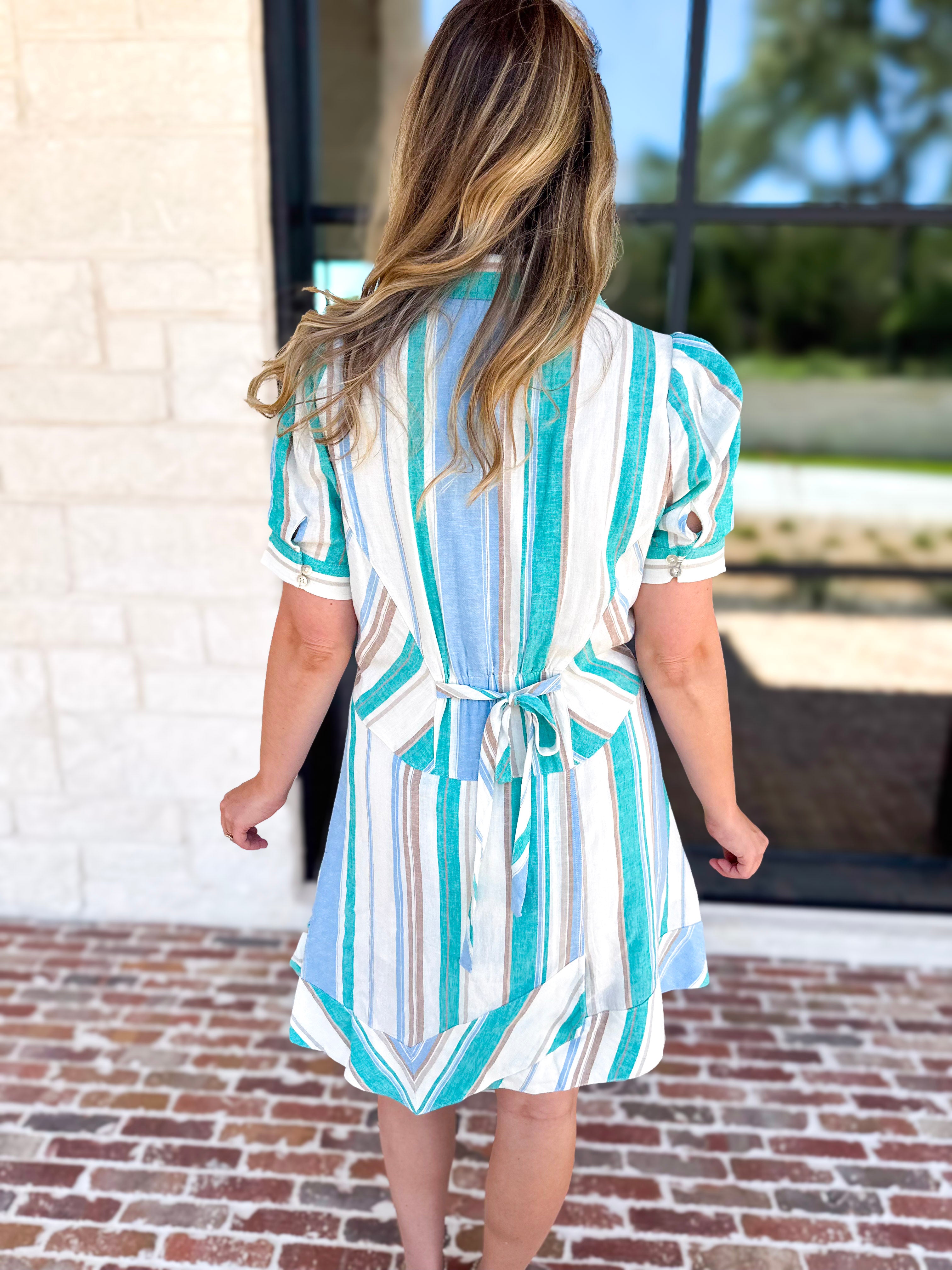 Liverpool - Seaside Stripe Mini Dress-510 Mini-LIVERPOOL JEANS COMPANY-July & June Women's Fashion Boutique Located in San Antonio, Texas