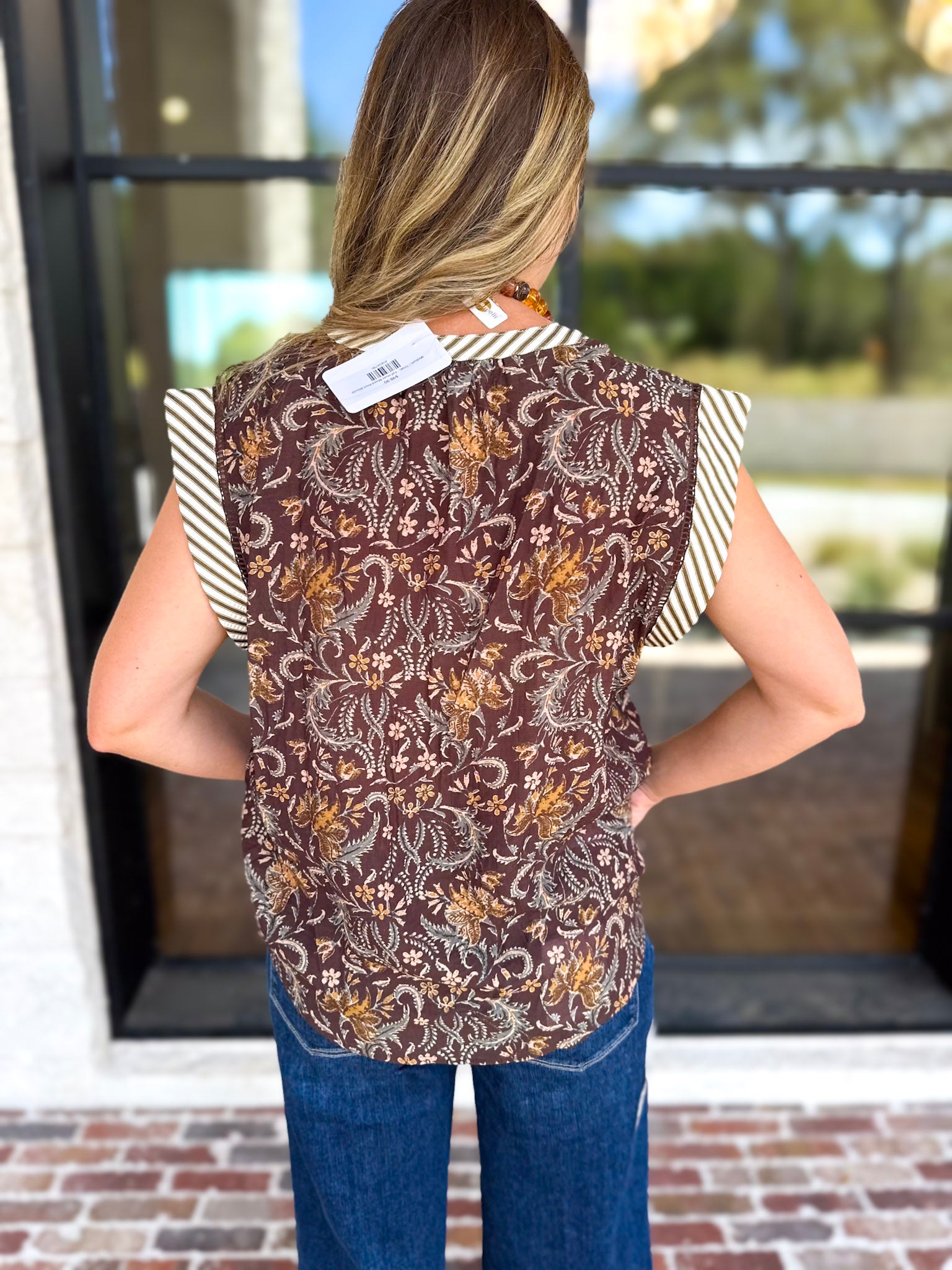 THML - Fall Hues Mixed Print Blouse-200 Fashion Blouses-THML-July & June Women's Fashion Boutique Located in San Antonio, Texas