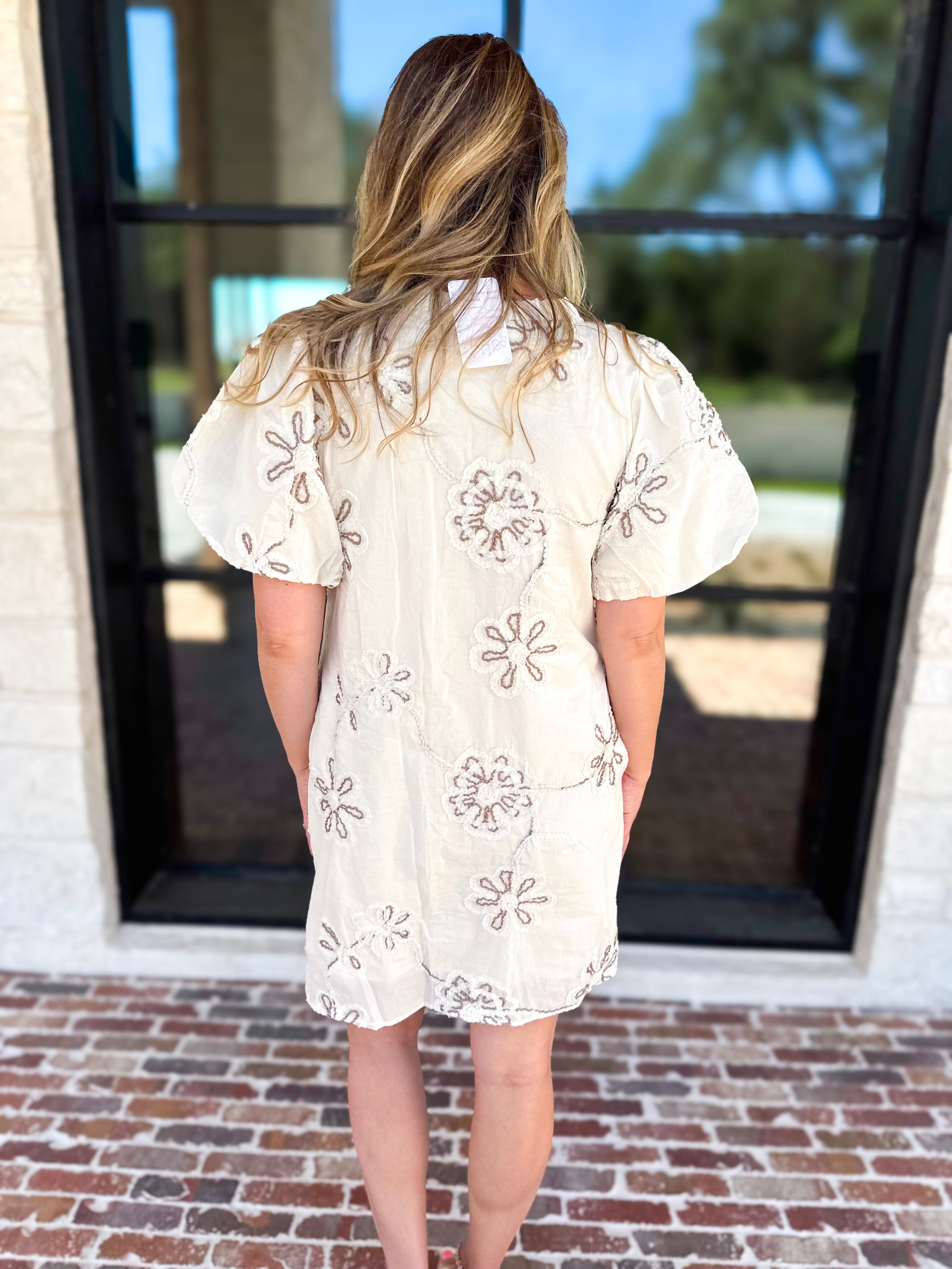 Ivory Sands Floral Mini Dress-510 Mini-JODIFL-July & June Women's Fashion Boutique Located in San Antonio, Texas