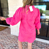 Hot Pink Floral Details Mini Dress-510 Mini-JODIFL-July & June Women's Fashion Boutique Located in San Antonio, Texas