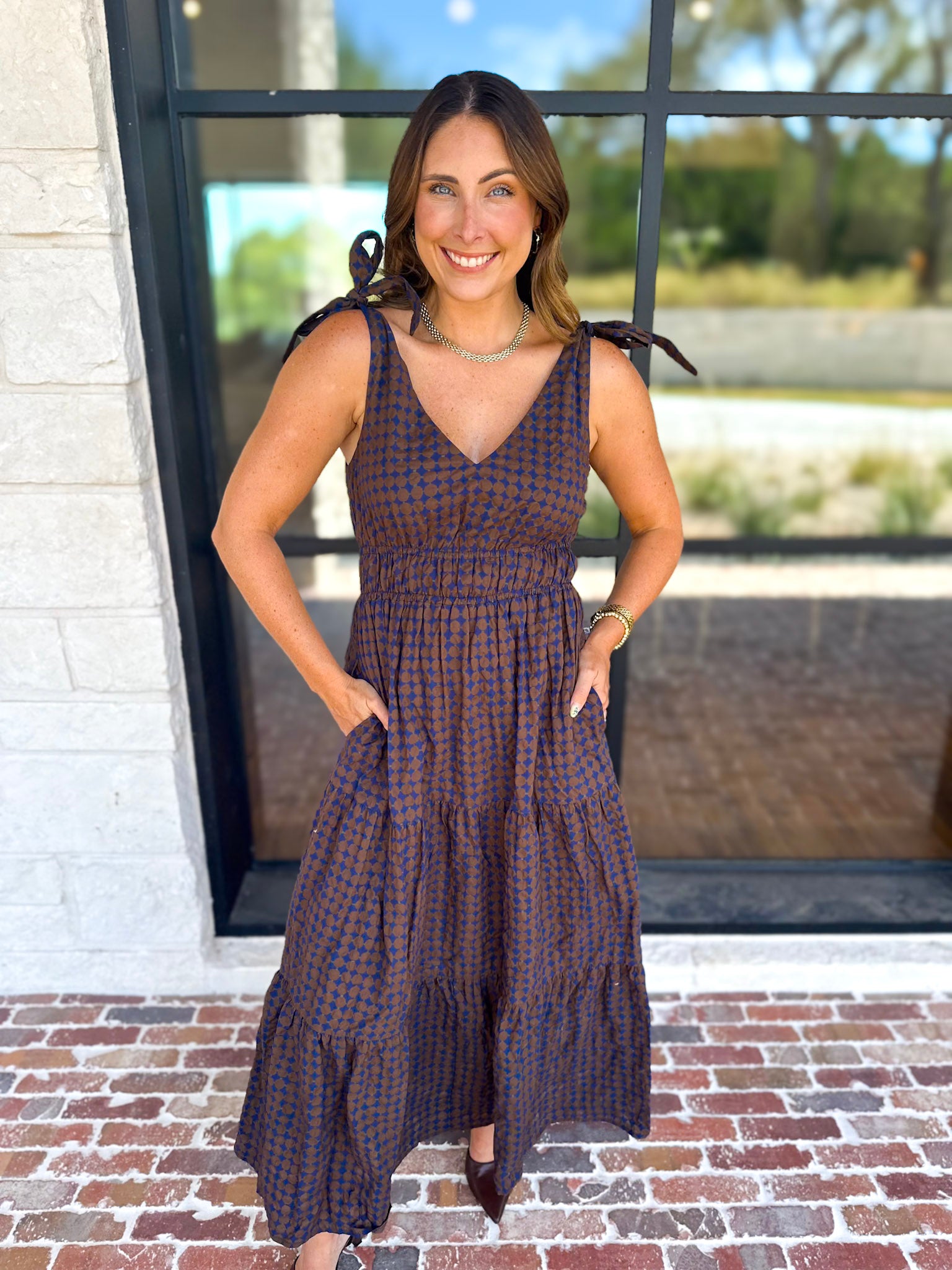 THML - Spotted Together Midi Dress-500 Midi-THML-July & June Women's Fashion Boutique Located in San Antonio, Texas