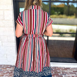 Simply Classic Stripe & Floral Midi Dress-500 Midi-TCEC-July & June Women's Fashion Boutique Located in San Antonio, Texas