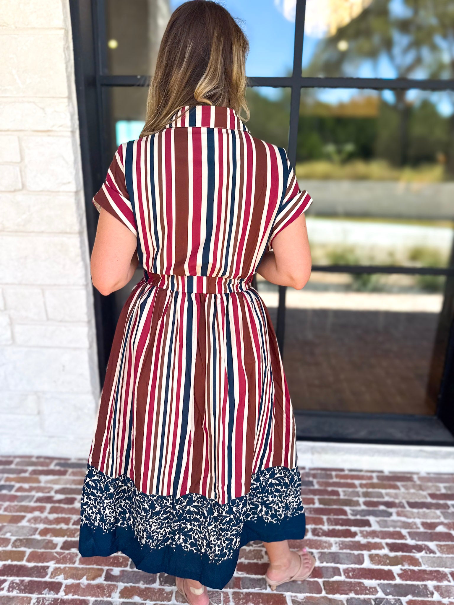 Simply Classic Stripe & Floral Midi Dress-500 Midi-TCEC-July & June Women's Fashion Boutique Located in San Antonio, Texas