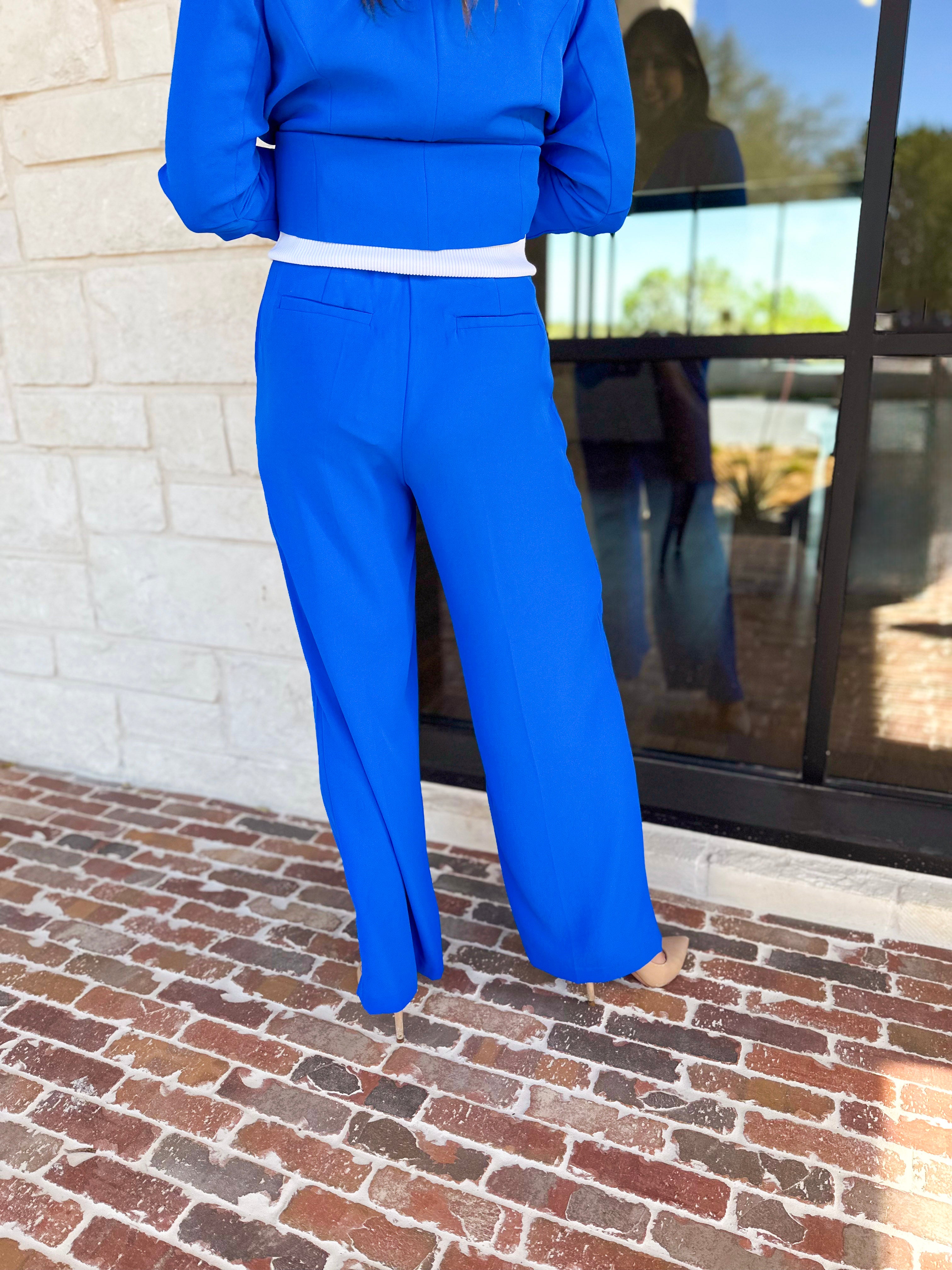 Spring It Girl Trouser - Electric Blue-400 Pants-SKIES ARE BLUE-July & June Women's Fashion Boutique Located in San Antonio, Texas