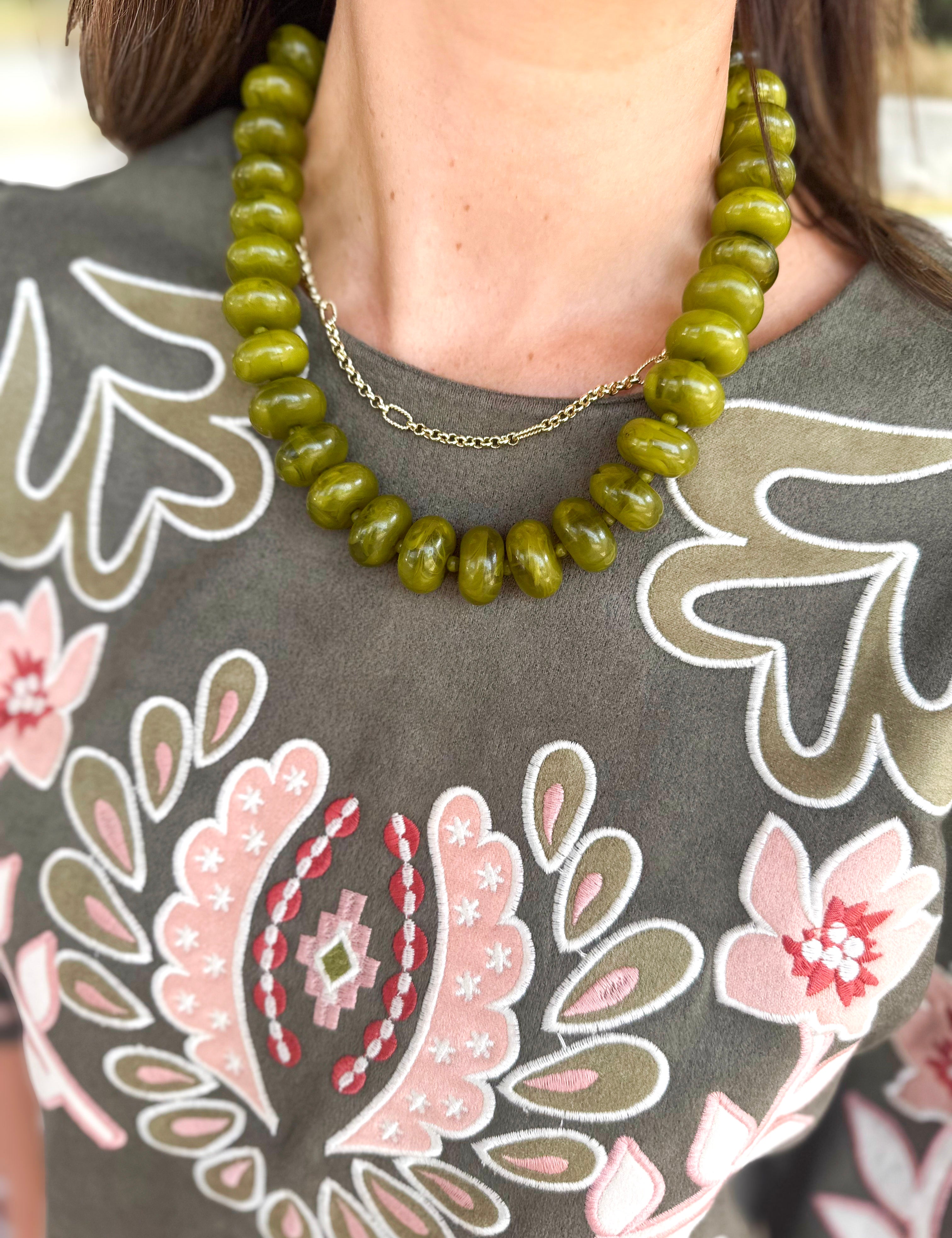 The Bailey Beaded Necklace - Chartreuse-110 Jewelry & Hair-Gemelli-July & June Women's Fashion Boutique Located in San Antonio, Texas