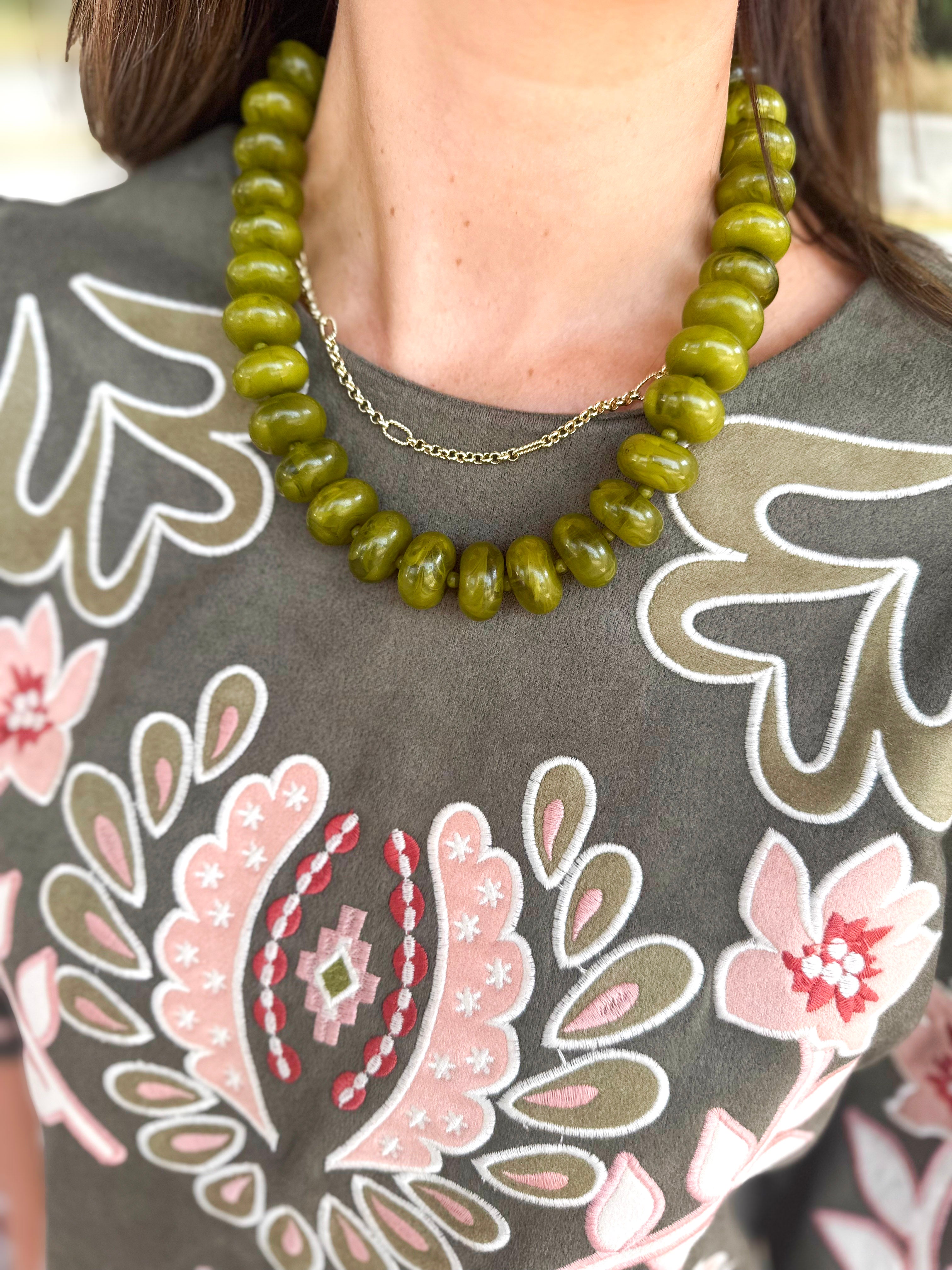 The Bailey Beaded Necklace - Chartreuse-110 Jewelry & Hair-Gemelli-July & June Women's Fashion Boutique Located in San Antonio, Texas