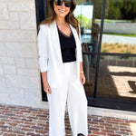 Spring It Girl Trouser - White-400 Pants-SKIES ARE BLUE-July & June Women's Fashion Boutique Located in San Antonio, Texas