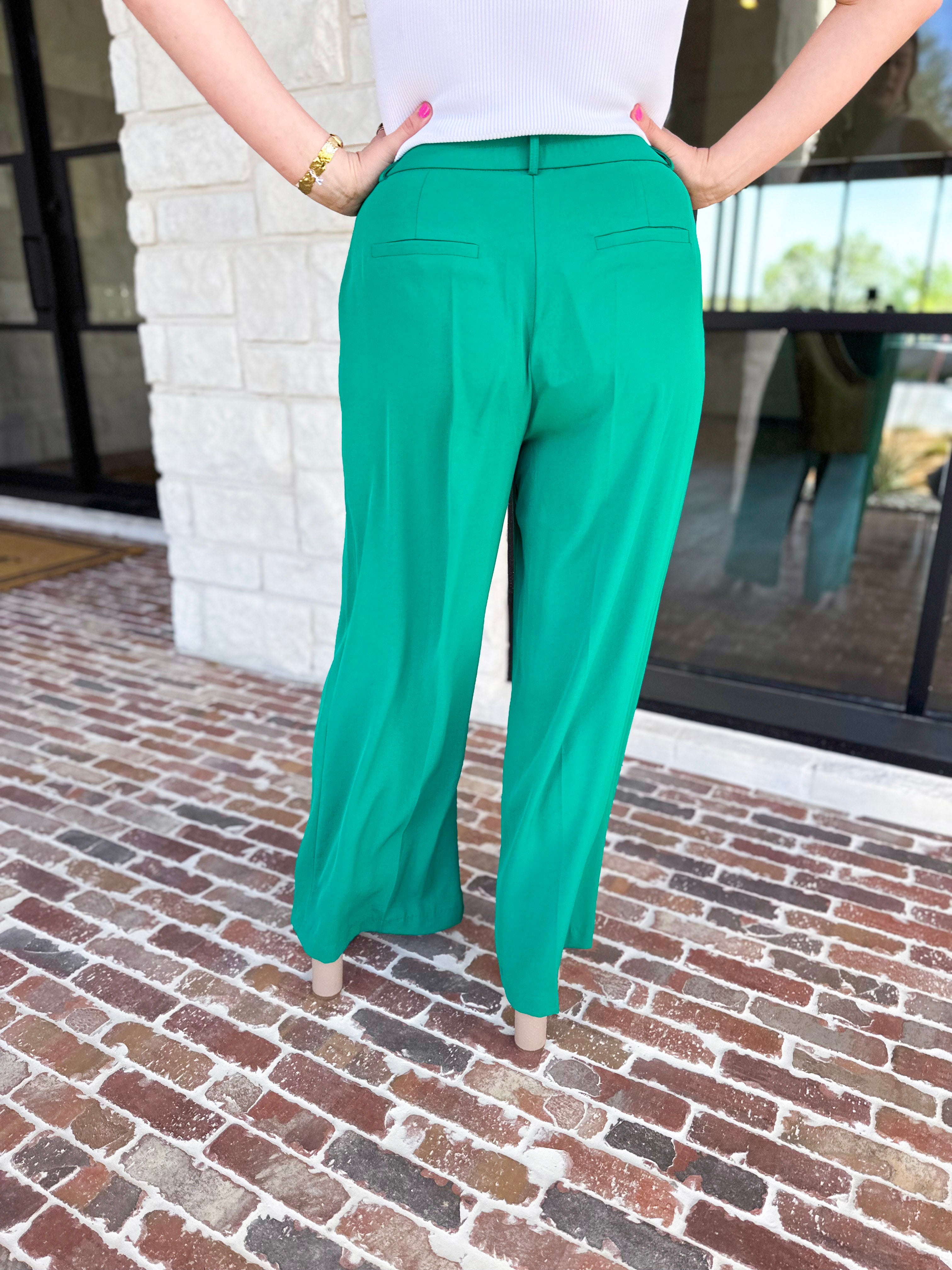Spring It Girl Trouser - Kelly Green-400 Pants-SKIES ARE BLUE-July & June Women's Fashion Boutique Located in San Antonio, Texas
