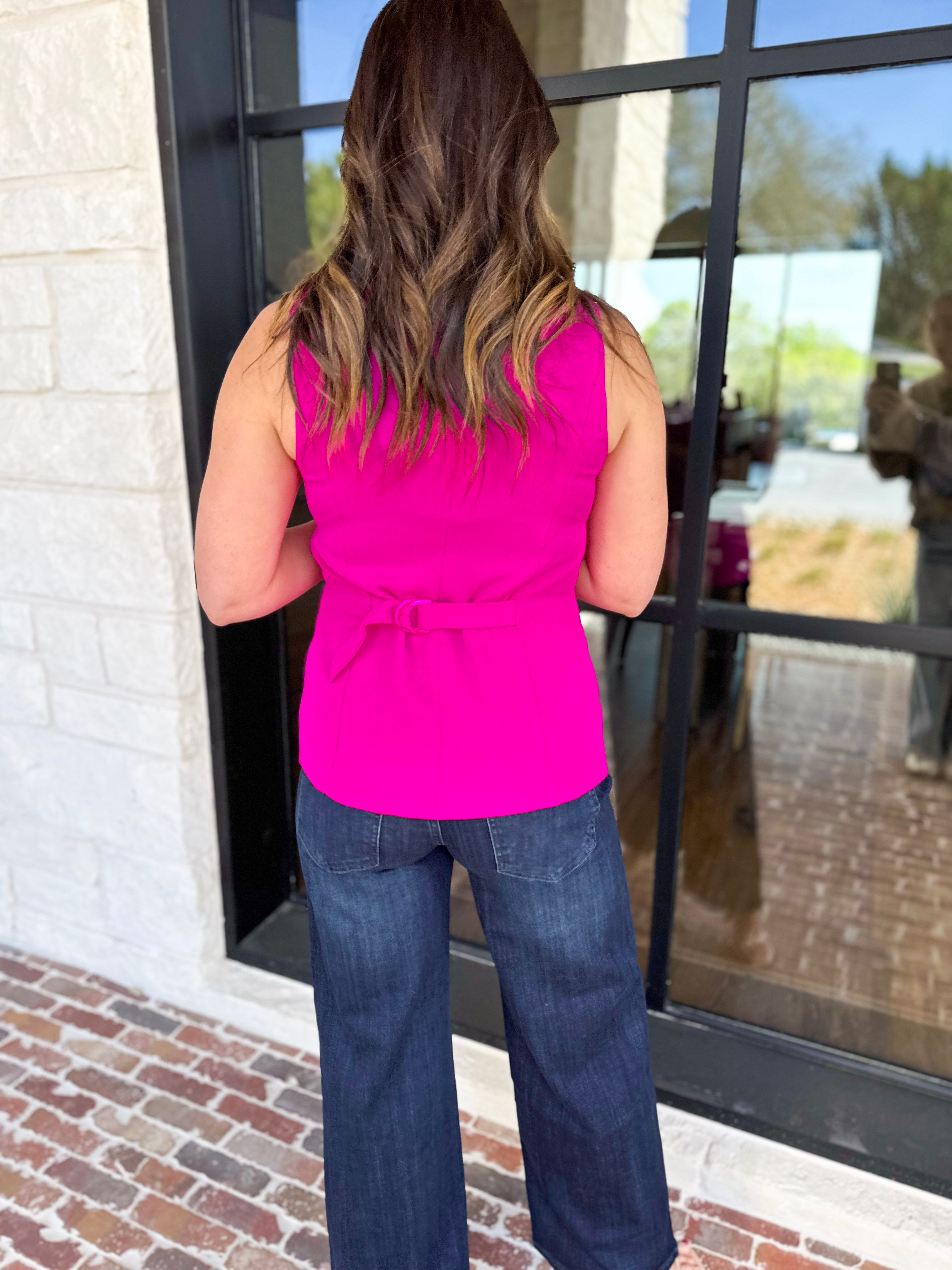 The It Girl Vest - Hot Pink-600 Outerwear-SKIES ARE BLUE-July & June Women's Fashion Boutique Located in San Antonio, Texas