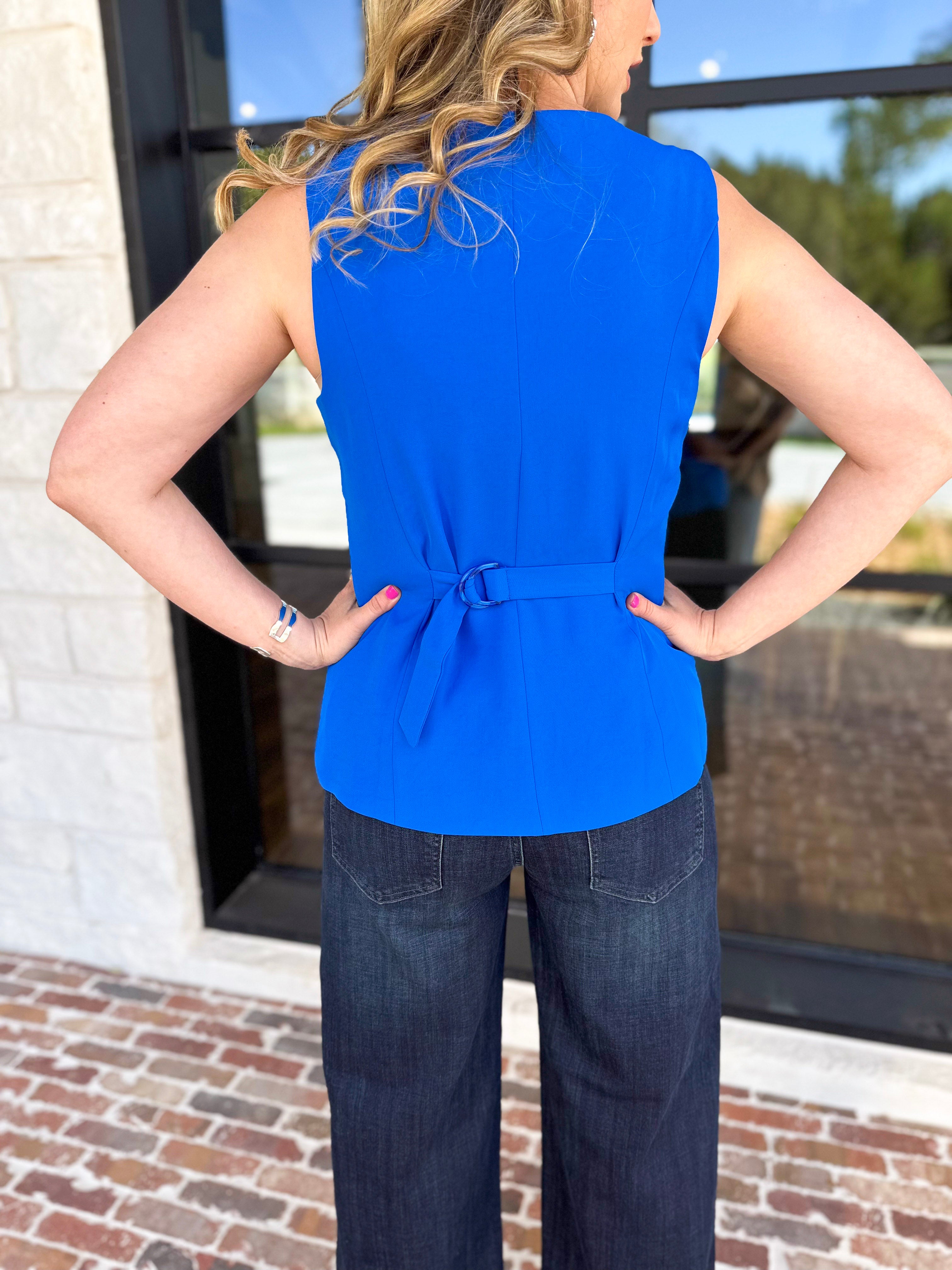 The It Girl Vest - Electric Blue-600 Outerwear-SKIES ARE BLUE-July & June Women's Fashion Boutique Located in San Antonio, Texas