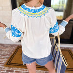 Current Air - The Santa Fe Blouse - Ivory-200 Fashion Blouses-CURRENT AIR CLOTHING-July & June Women's Fashion Boutique Located in San Antonio, Texas