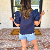 Spring Celebration Blouse - Navy-200 Fashion Blouses-JODIFL-July & June Women's Fashion Boutique Located in San Antonio, Texas
