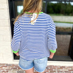Royal Stripe Tee-210 Casual Blouses-JODIFL-July & June Women's Fashion Boutique Located in San Antonio, Texas