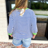Royal Stripe Tee-210 Casual Blouses-JODIFL-July & June Women's Fashion Boutique Located in San Antonio, Texas