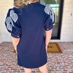 The Coastal Embroidered Mini Dress - Navy-510 Mini-JODIFL-July & June Women's Fashion Boutique Located in San Antonio, Texas