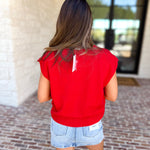 Short Sleeve Everyday Cardigan - Red-230 Sweaters/Cardis-DOUBLE ZERO-July & June Women's Fashion Boutique Located in San Antonio, Texas