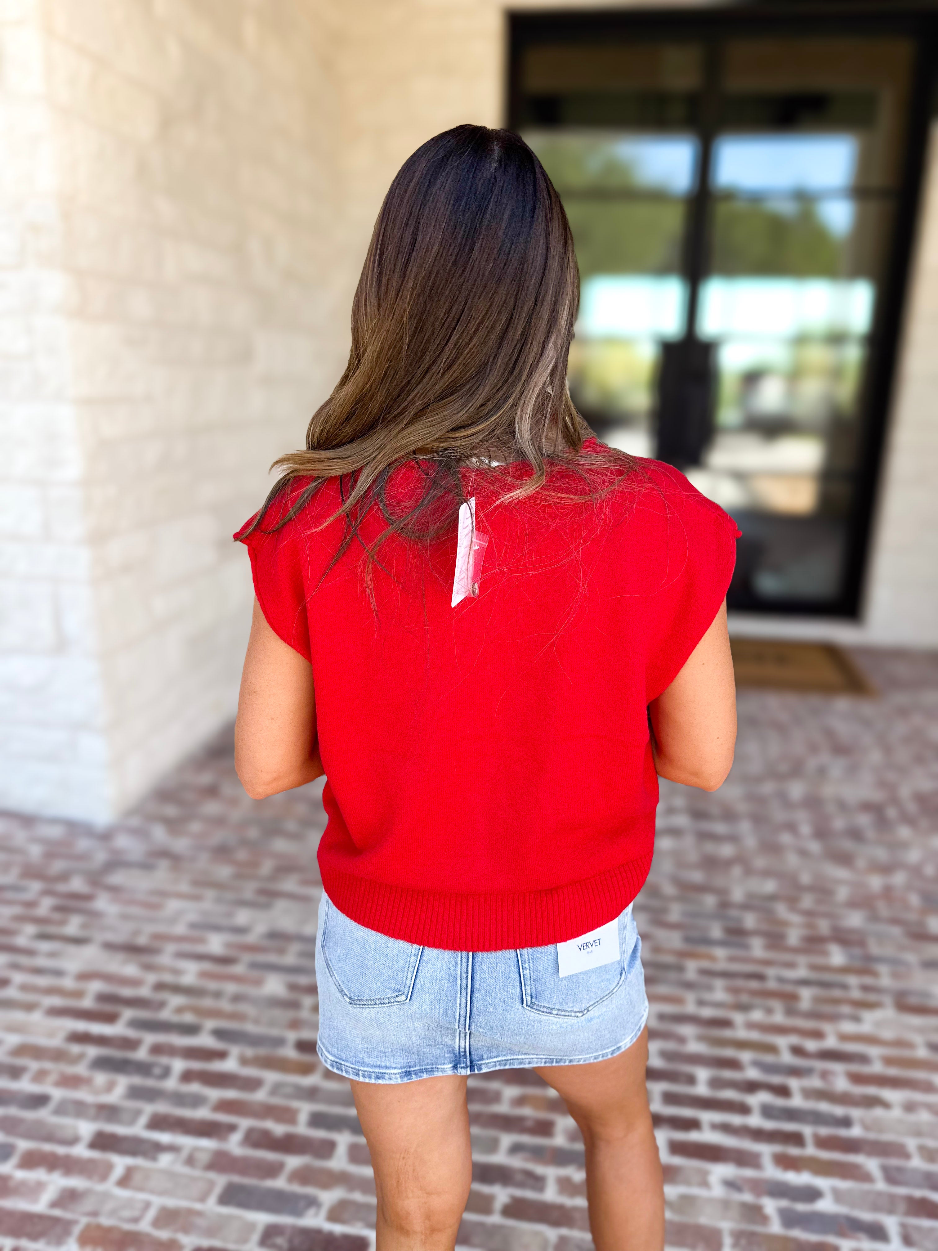Short Sleeve Everyday Cardigan - Red-230 Sweaters/Cardis-DOUBLE ZERO-July & June Women's Fashion Boutique Located in San Antonio, Texas