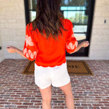 THML - Bold Orange Embroidered Blouse-200 Fashion Blouses-THML-July & June Women's Fashion Boutique Located in San Antonio, Texas