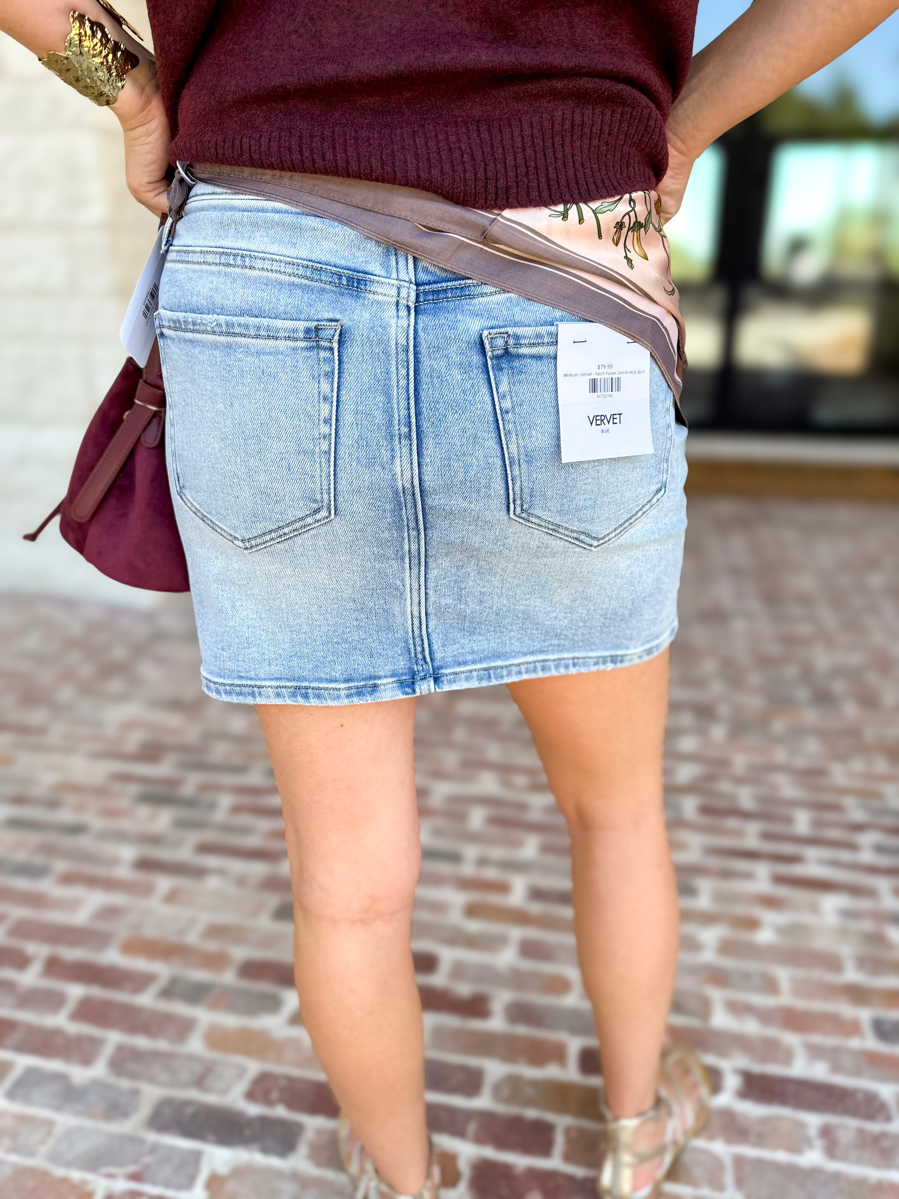 Vervet - High Rise Denim Mini Skirt-410 Shorts/Skirts-VEVERT BY FLYING MONKEY-July & June Women's Fashion Boutique Located in San Antonio, Texas