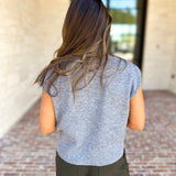Short Sleeve Everyday Cardigan - Heather Gray-230 Sweaters/Cardis-DOUBLE ZERO-July & June Women's Fashion Boutique Located in San Antonio, Texas