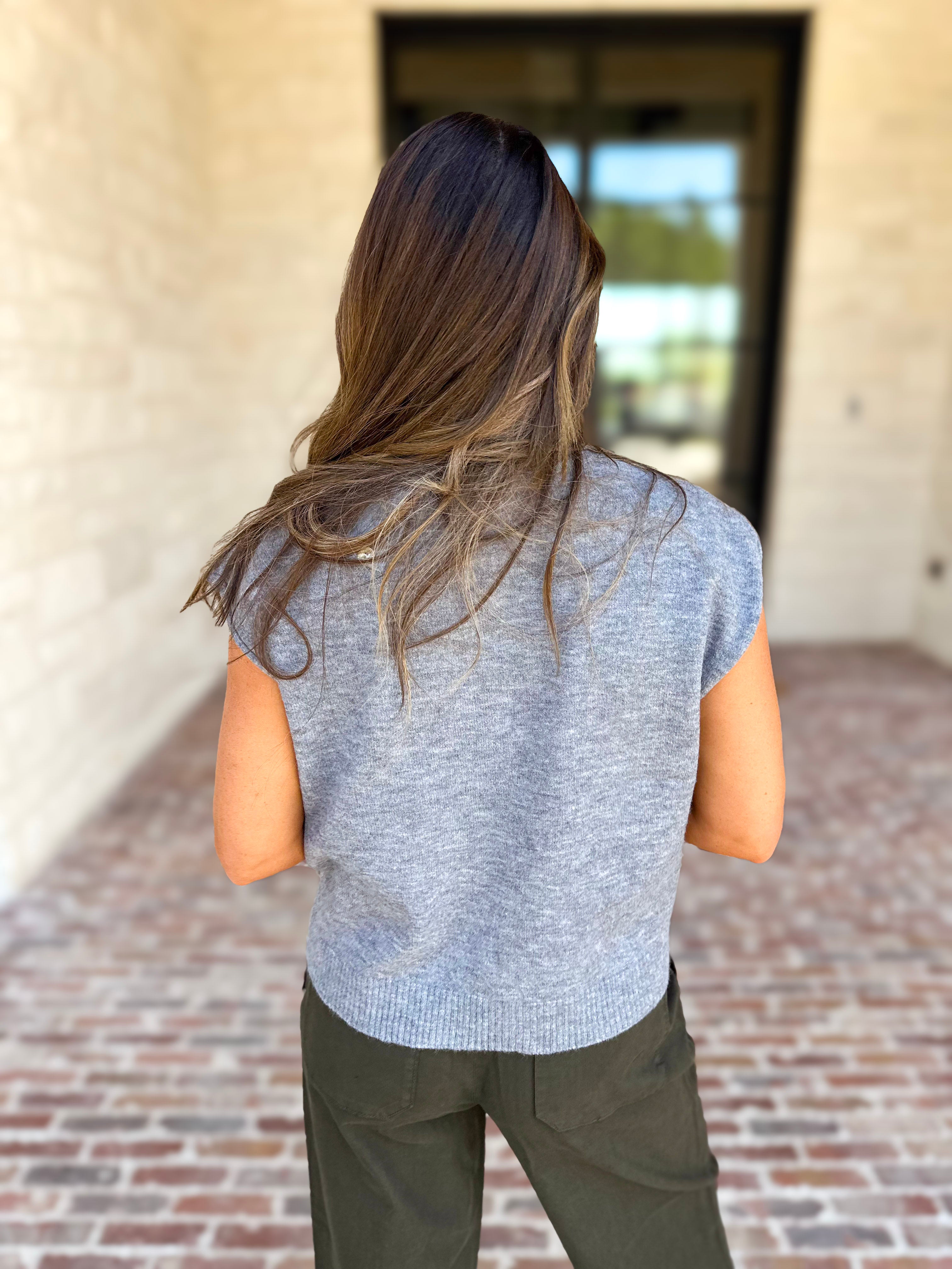 Short Sleeve Everyday Cardigan - Heather Gray-230 Sweaters/Cardis-DOUBLE ZERO-July & June Women's Fashion Boutique Located in San Antonio, Texas