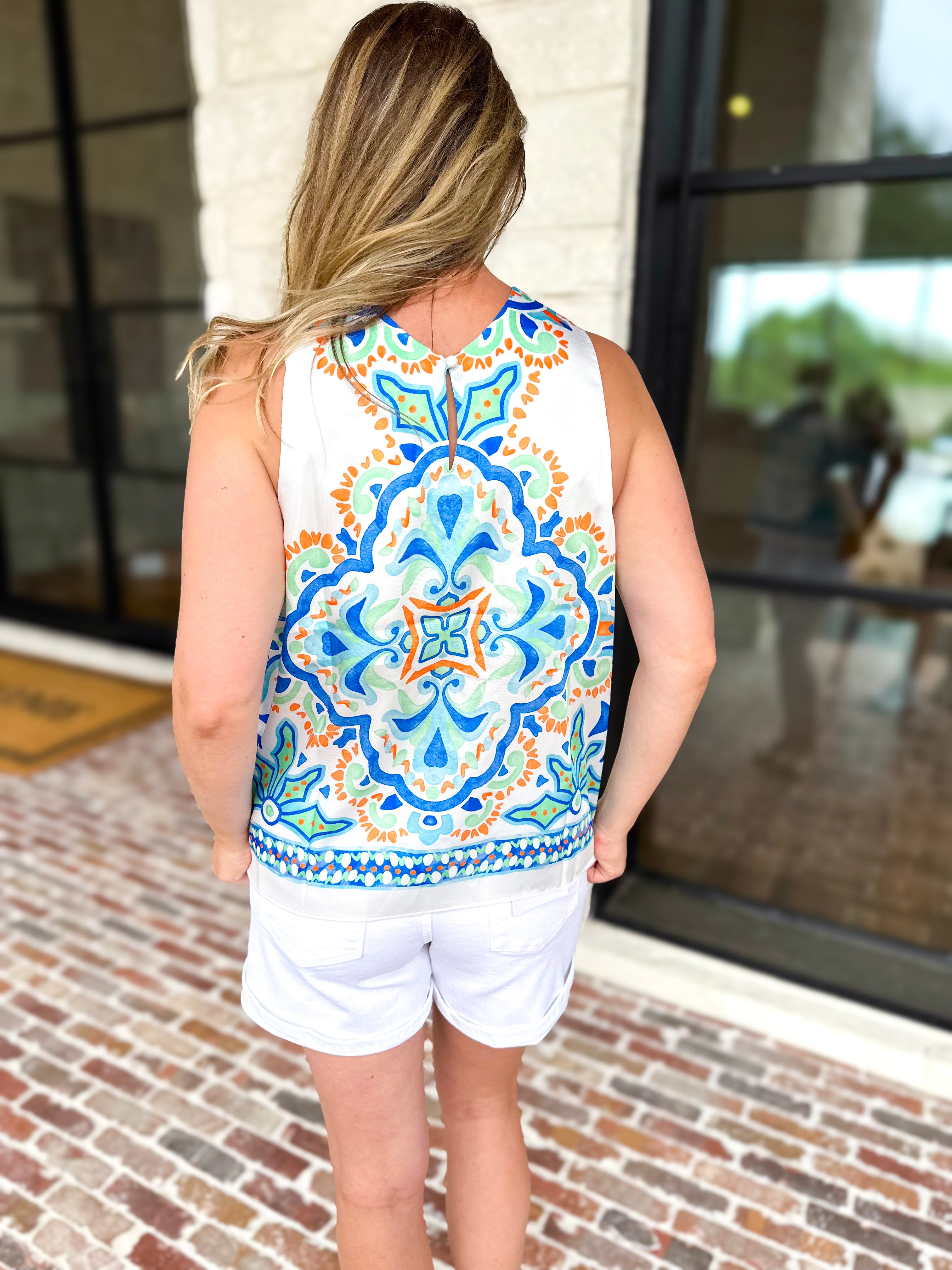 Current Air - Island Hour Satin Halter Blouse-200 Fashion Blouses-CURRENT AIR CLOTHING-July & June Women's Fashion Boutique Located in San Antonio, Texas