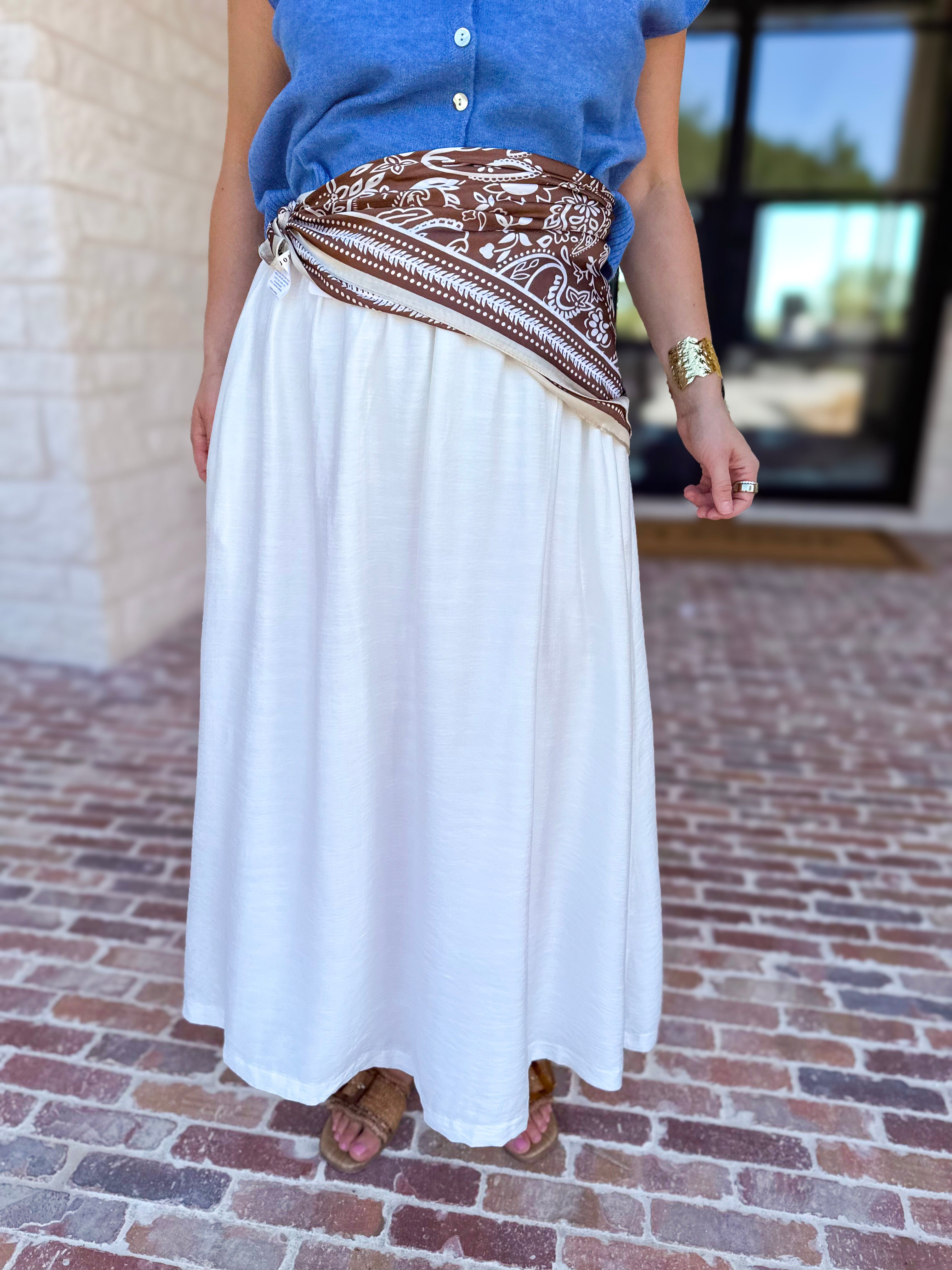 Closet Staple White Midi Skirt-410 Shorts/Skirts-STYLE USA-July & June Women's Fashion Boutique Located in San Antonio, Texas