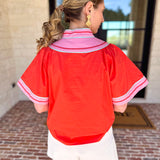 THML - Sunburst & Pink Blouse-200 Fashion Blouses-THML-July & June Women's Fashion Boutique Located in San Antonio, Texas