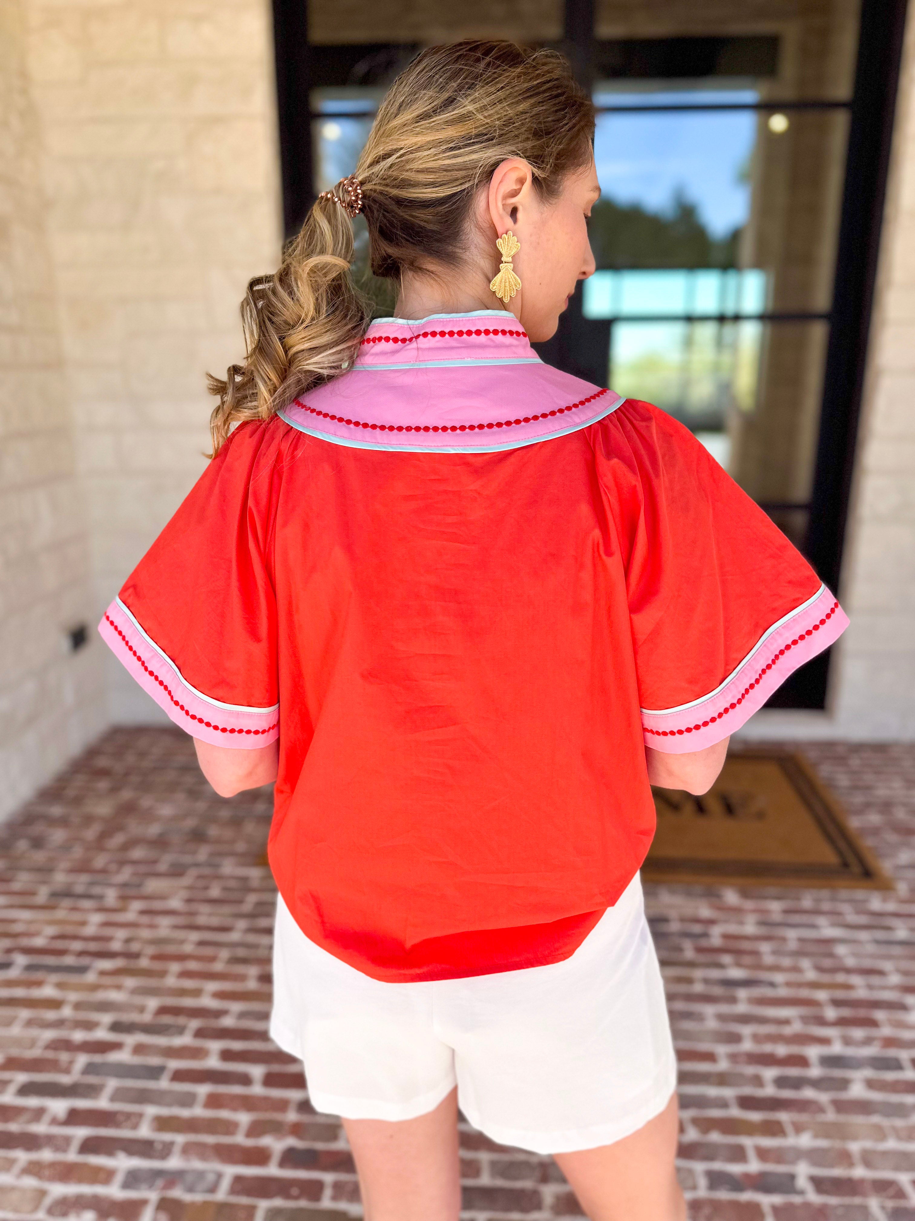 THML - Sunburst & Pink Blouse-200 Fashion Blouses-THML-July & June Women's Fashion Boutique Located in San Antonio, Texas