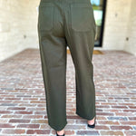 Liverpool - Cropped Olive Green Drawstring Trousers-400 Pants-LIVERPOOL JEANS COMPANY-July & June Women's Fashion Boutique Located in San Antonio, Texas