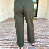 Liverpool - Cropped Olive Green Drawstring Trousers-400 Pants-LIVERPOOL JEANS COMPANY-July & June Women's Fashion Boutique Located in San Antonio, Texas