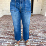 Vervet - High Rise Utility Cropped Jeans-420 Denim-VEVERT BY FLYING MONKEY-July & June Women's Fashion Boutique Located in San Antonio, Texas