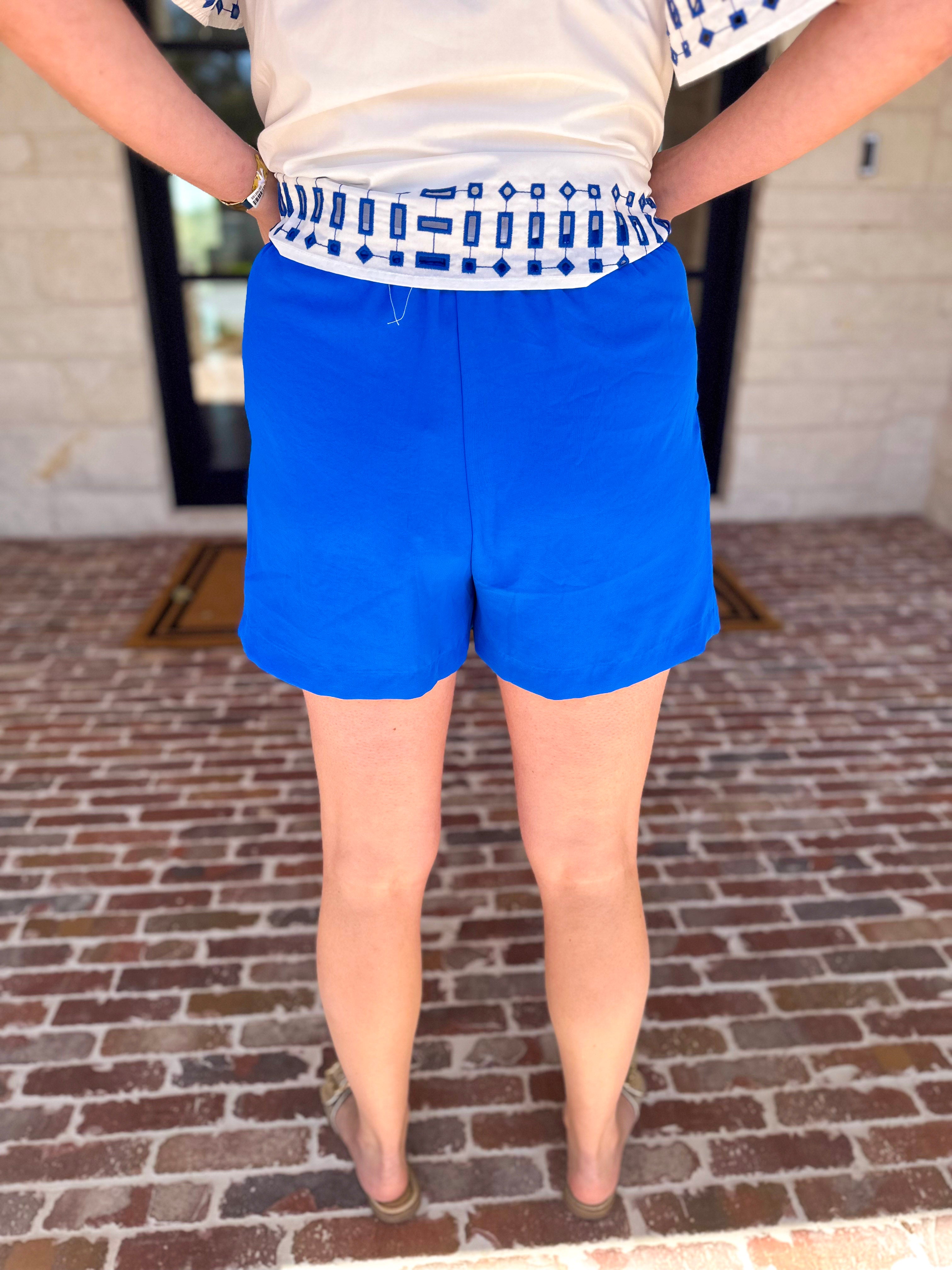 The It Girl Trouser Shorts - Electric Blue-410 Shorts/Skirts-SKIES ARE BLUE-July & June Women's Fashion Boutique Located in San Antonio, Texas